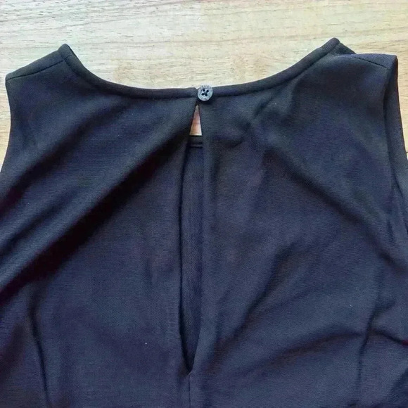 Lauren Ralph Lauren Faux Wrap Belt Midi Black Dress W/ Keyhole Back Size L - Picture 10 of 11